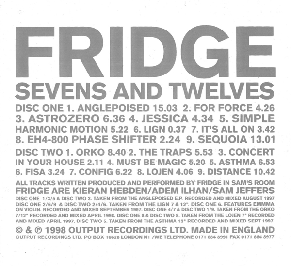 Fridge- Sevens And Twelves